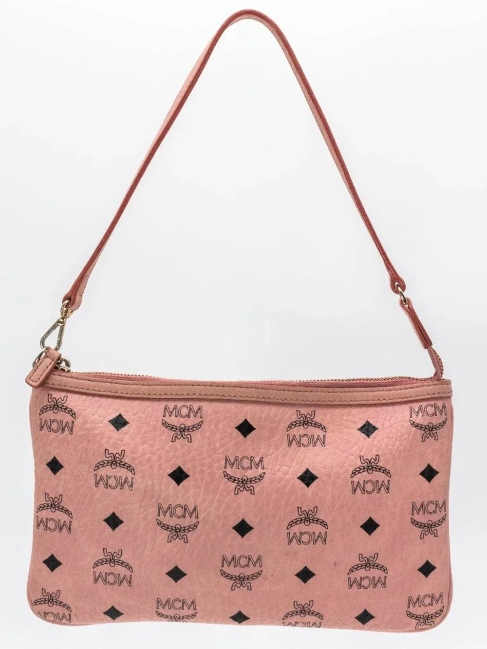 MCM Visetos Pochette Wristlet Pink Canvas